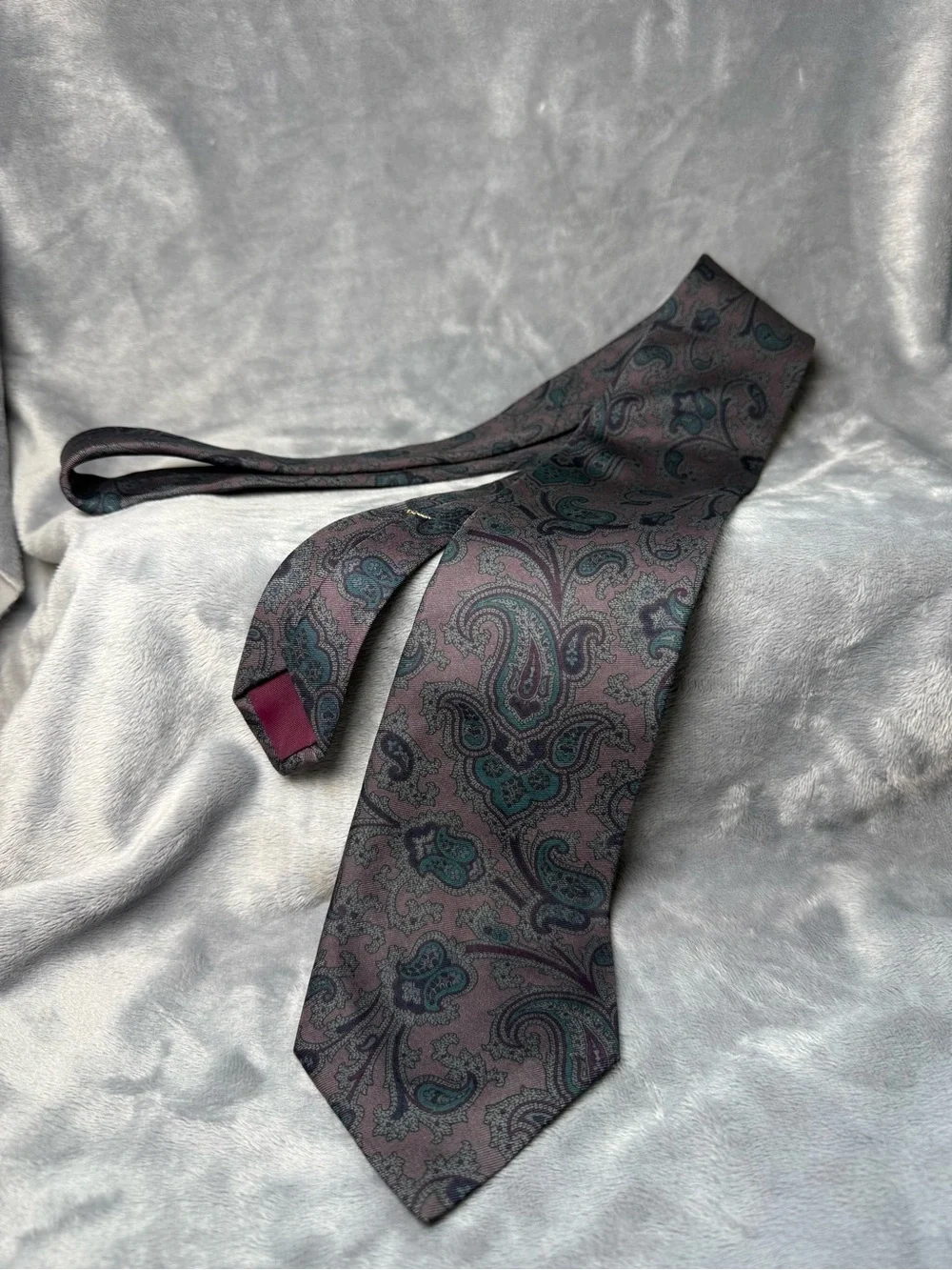 Vintage Britches of Georgetowne Paisley Silk Tie Muted Purple Teal